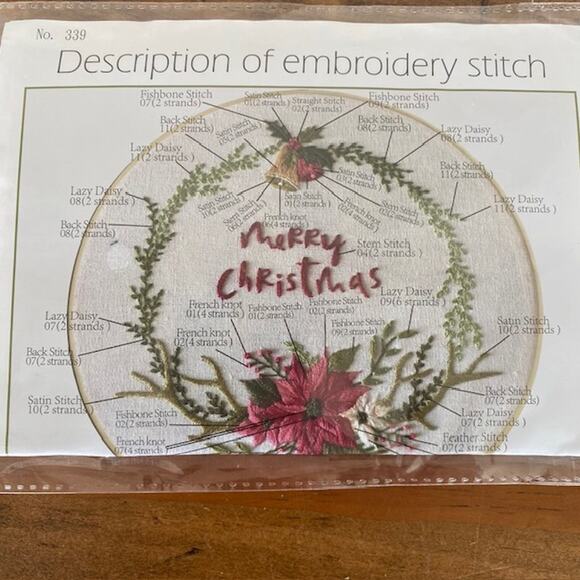 Reewisly Set of 4 Christmas Embroidery Kits - Reindeer, Stocking, Wreath - Picture 3 of 6